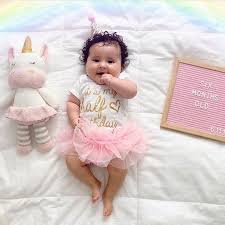 Specially designed this trendy silhouette is not only utterly adorable, but practical, with the snap crotch. Half Birthday Outfit Girl Half Birthday Onesie Cake Smash Outfit Girl 6 Month Photo Outfit Girl Half Birthday Tutu Set Pink Gold Half Birthday Baby 6 Month Baby Picture Ideas Half Birthday
