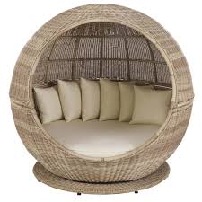 Panche letto per esterni maison ~ chauffage et climatisation ufficio acqua di rabbocco superio… Letto Da Giardino Rotondo In Resina Intrecciata E Cuscini Ecru Sardaigne Maisons Du Monde