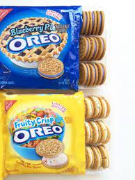 Here S How The New Fruity Crisp And Blueberry Pie Oreos Really Taste Fitnessv Blueberry Pie Oreos Oreo Fruity