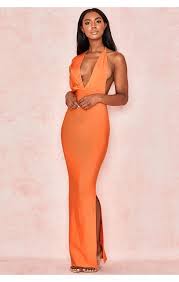Clothing Bandage Dresses Clemence Orange Bandage Drape Maxi Dress Drape Maxi Dress Bandage Dress Bodycon Dresses