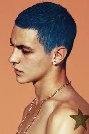 Short Blue Hairstyle Men Hair Color Portrait Blue Hair