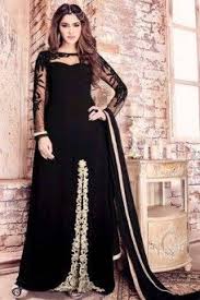 Women Fashion Black Indian Designer Georgette Party Wear Embroidered Straight Suit Ethnicwear Designer Indian Partyw Fashion Indian Fashion Designer Suits