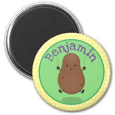 Cute Happy Potato Jumping Rope Cartoon Magnet Zazzle Com Happy Potato White Elephant Gifts Funny Jump Rope