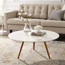 Lippa 36 round wood coffee table. Lippa 36 Round Artificial Marble Coffee Table With Tripod Base Contemporary Modern Furniture Lexmod