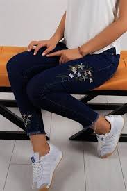 Cicek Desen Bayan Likrali Kot Pantolon 5849b Embroidered Jeans Embroidered Pants Family Fashion