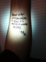Stand Up For What You Believe In Even If It Means Standing Alone Ab Andy Biersack Cool Tattoos Tattoo Quotes Andy Biersack