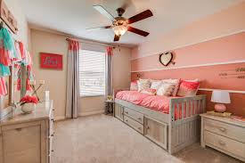 Love The Monochromatic Stripes On This Accent Wall Fun Living Coral Decor In A Girl S Bedroom Hi Coral Walls Bedroom Striped Accent Walls Accent Wall Bedroom