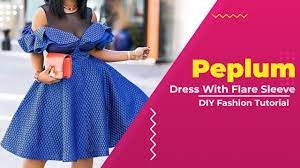 How To Cut Peplum Dress With Flare Sleeve Youtube
