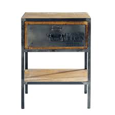 140 Table De Chevet Avec Tiroir En Metal Noire L 45 Cm Manufacture Ameublement Industriel Vintage Table De Chevet Vintage Table De Chevet