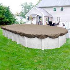 Pool Mate Sandstone 12 Ft X 21 Ft Oval Sand Solid Above Ground Winter Pool Cover 571221 4 The Home Depot Oval Pool Winter Pool Covers Above Ground Pool Cover