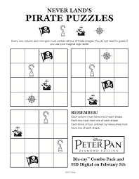 Peter Pan S Never Grow Up Printable Games Celebrating The Peter Pan Diamond Blu Ray Release Peter Pan Games Peter Pan Cartoon Pirate Coloring Pages