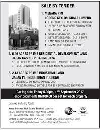 Sales logjam sees record 700,000 pending deals in the pipeline. Sale By Tender Henry Butcher Malaysia
