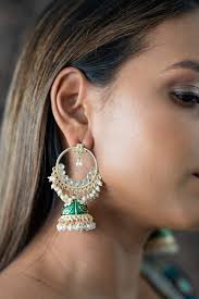 Green colour shop jhumka earrings