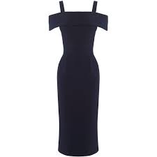 Warehouse Crepe Off The Shoulder Dress 58 Liked On Polyvore Featuring Dresses Navy Wo Off Shoulder Cocktail Dress Blue Cocktail Dress Off Shoulder Dress