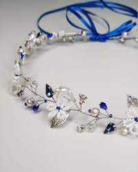 Something Blue Headpiece Blue Crystal Hair Vine Bridal Silver Etsy Blue Wedding Headpiece Boho Wedding Headpieces Blue Headpiece