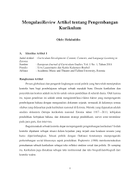 Berikut salah satu contoh tugas kuliahku. Pdf Ulasan Review Artikel Jurnal Tentang Pengembangan Kurikulum