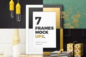 Download 7 Custom Frames Mockups Of Posters In Indoor Advertising Mockups On Yellow Images Creative Store PSD Mockup Templates