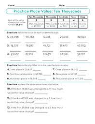 practice place value ten thousands worksheet education com