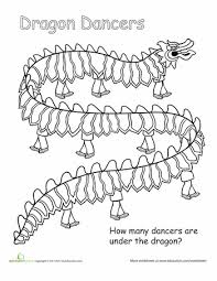 Color The Dragon Dancers Worksheet Education Com Chinese New Year Dragon Chinese Parade Chinese New Year
