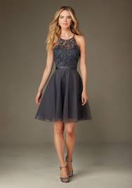 Short Tulle Bridesmaid Dress With Embroidery And Beading With Satin Waistband Designed By Grey Bridesmaid Dresses Charcoal Bridesmaid Dresses Promotion Dresses