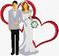 The normal way to do cross stitch embroidery is to transfer the pattern on the fabric, then count the number of stitches on the pattern and work it on the fabric. Wedding Cross Stitch Designs