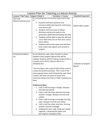 Fold the three flaps down. Lesson Plan For Teaching A Leisure Activity Lesson Title Topic
