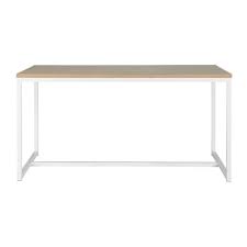 Wood table with white metal legs. Wood And Metal Dining Table In White W 150cm Igloo Maisons Du Monde