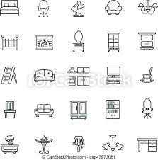 Furniture And Home Decor Icon Set Furniture Icons Simple And Thin Line Design Canstock