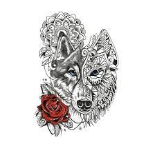 0051 0005 dessin mandala loup bhediya the wolf. Tatouage Loup Mandala Wolf Dream