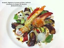 Homard Legumes Et Prunes Grillees Huile De Crustaces Et Vinaigre De Banyuls Recettes Recette Recette Recettes De Cuisine Homard