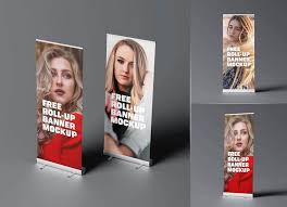 Free Roll Up Vinyl Banner Mockup Psd Set In 2020 Vinyl Banners Rollup Banner Free Banner