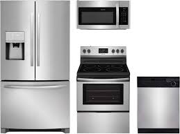 We carry the top brands at the closest thing to wholesale pricing! Amazon Com Frigidaire 4 Piece Kitchen Appliance Package With Ffhb2750ts 36 French Door Refrigerator Ffef3052ts 30 Freestanding Electric Range Ffmv1645ts 30 Over The Range Microwave And Fbd2400ks 24 Full Console Dishwasher In Stainless Steel