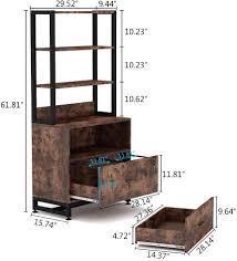 2 drawer vertical locking file cabinet. Letter Size Large Modern Filing Cabinet Printer Stand With Open Storage Shelves For Home Office Tribesigns 2 Drawer Vertical File Cabinet With Lock Bookshelf Vintage Brown File Cabinets Home Kitchen