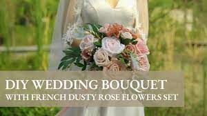 How to make a rose and hydrangea bridal bouquet. Ling S Tutorial How To Make Wedding Bouquet With French Dusty Rose Flowers Set Youtube