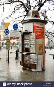 A Sales Kiosk In The Market Square In Krakow Poland Selling Stock Photo Alamy