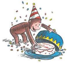 Curious george has a cake for the birthday child! Curiosity George Birthday Party Planner Curious George