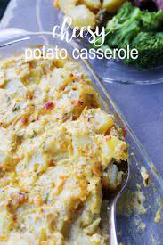 Easy Cheesy Potato Casserole Made With Swiss Cheese And Sliced Real Potatoes No Canned Soup - Jus Cheesy Potatoes Easy Cheesy Potatoes Cheesy Potato Casserole