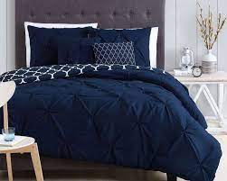 Maybe you would like to learn more about one of these? Queen King Bed Navy Blue White Geo Pinch Pleat Pintuck 5pc Comforter Set Bedding The Clearance Castle Llc