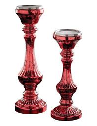 Antique mercury glass pillar holders | pottery barn. Ruby Red Mercury Glass Candle Holders Set Of 2 Victorian Trading Co