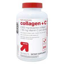 Vitamin c is a powerful antioxidant that helps fight free radicals, and also helps to increase collagen production in the skin and overall give brightening effects to make sure your skin stays firm and youthful! Collagen Vitamin C Tablets 200ct Up Up Target