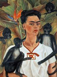 But her lace ruff is taking up all the space and she seems to get trapped in there. Self Portrait Mit Affen Von Frida Kahlo Allpaintingsstore Com