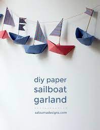 We have another construction paper craft idea to share with you, and as we love to do, we made it a bit of a 3d. How To Fold A Paper Boat Paper Boat Garland Satsuma Designs Birthday Party Decorations Diy Diy Party Decorations Paper Party Decorations Diy