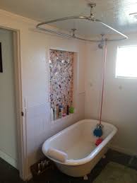 Clawfoot Bathtub Shower Curtain Holder Shower Riser Pole Extension Modification 1 2 Emt A Diy Shower Curtain Clawfoot Tub Shower Curtain Corner Tub Shower