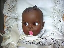Circa 1970's GERBER AFRO-AMERICAN Vinyl Baby Doll With Flirty Eyes in  Wicker Basket Bed