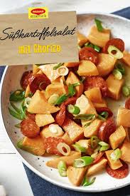 Susskartoffelsalat Mit Chorizo Rezept In 2020 Chorizo Salat Einfach Kochen