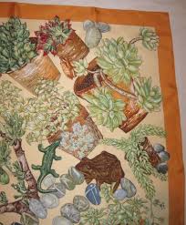 authentic hermes scarf 100 silk jardin secret garden flowers floral frog lizard