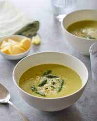 Asparagus Soup With Lemon And Parmesan Once Upon A Chef Recipe Asparagus Soup Asparagus Recipe Creamed Asparagus
