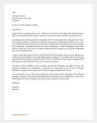 When writing a cover letter, be sure to reference the requirements listed in thank you for your consideration for me as the manager of retail ocean. Letter To Employee To Return The Company Laptop Writeletter2 Com
