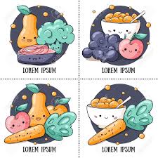 Check spelling or type a new query. Healthy Food Sets In Doodle Style Vector Set Of Doodle Food Round Stickers Cartoon Characters In Kawaii Style Carrot Grape Salmon Broccoli Muesli Apple Royalty Free Cliparts Vectors And Stock Illustration Image
