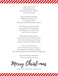 12 Days Of Christ Version 2 12 Days Of Christmas Christmas Poems Family Christmas Gifts